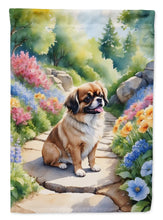Load image into Gallery viewer, Tibetan Spaniel Spring Path Garden Flag  – Dog-Themed Floral Outdoor Decor