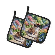 Load image into Gallery viewer, Tibetan Spaniel Spring Path Pot Holders - Set of 2 Decorative Kitchen Helpers | Made in the USA