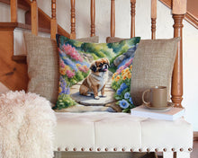 Load image into Gallery viewer, Tibetan Spaniel Spring Path Throw Pillow - 14x14 Decorative Pillow – Art for Your Home &amp; Patio