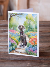 Load image into Gallery viewer, Weimaraner Spring Path Greeting Cards - Blank Note Cards – 8-Pack of Artist-Designed Cards with Envelopes