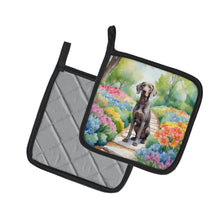 Load image into Gallery viewer, Weimaraner Spring Path Pot Holders - Set of 2 Decorative Kitchen Helpers | Made in the USA