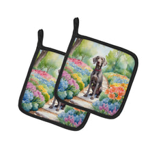 Load image into Gallery viewer, Weimaraner Spring Path Pot Holders - Set of 2 Decorative Kitchen Helpers | Made in the USA
