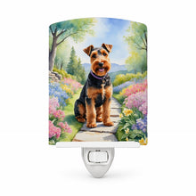 Load image into Gallery viewer, Welsh Terrier Spring Path Ceramic Night Light Compact, UL-Certified, Ideal for Bedroom, Bathroom, Nursery, Hallway, Kitchen, 6x4x3, Multicolor