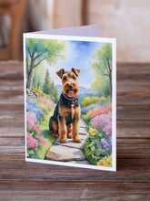 Load image into Gallery viewer, Welsh Terrier Spring Path Greeting Cards - Blank Note Cards – 8-Pack of Artist-Designed Cards with Envelopes