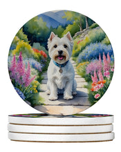 Load image into Gallery viewer, Westie Spring Path Large Sandstone Coasters Pack of 4