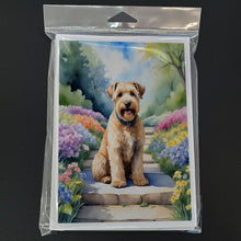Load image into Gallery viewer, Wheaten Terrier Spring Path Greeting Cards - Blank Note Cards – 8-Pack of Artist-Designed Cards with Envelopes