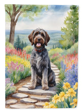 Load image into Gallery viewer, Wirehaired Pointing Griffon Spring Path Garden Flag  – Dog-Themed Floral Outdoor Decor