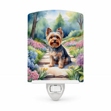 Load image into Gallery viewer, Yorkshire Terrier Spring Path Ceramic Night Light Compact, UL-Certified, Ideal for Bedroom, Bathroom, Nursery, Hallway, Kitchen, 6x4x3, Multicolor