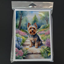 Load image into Gallery viewer, Yorkshire Terrier Spring Path Greeting Cards - Blank Note Cards – 8-Pack of Artist-Designed Cards with Envelopes