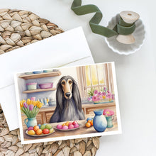 Load image into Gallery viewer, Decorating Easter Afghan Hound Greeting Cards - Blank Note Cards – 8-Pack of Artist-Designed Cards with Envelopes