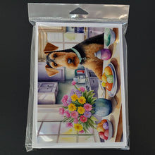 Load image into Gallery viewer, Decorating Easter Airedale Terrier Greeting Cards - Blank Note Cards – 8-Pack of Artist-Designed Cards with Envelopes