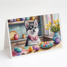 Load image into Gallery viewer, Decorating Easter Alaskan Klee Kai Greeting Cards - Blank Note Cards – 8-Pack of Artist-Designed Cards with Envelopes