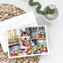 Load image into Gallery viewer, Decorating Easter Alaskan Malamute Greeting Cards - Blank Note Cards – 8-Pack of Artist-Designed Cards with Envelopes