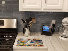 Load image into Gallery viewer, Decorating Easter American Bulldog Glass Cutting Boards – Durable, Decorative Kitchen Art