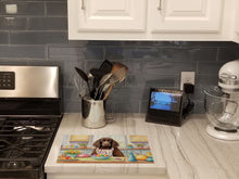 Load image into Gallery viewer, Decorating Easter American Water Spaniel Glass Cutting Boards – Durable, Decorative Kitchen Art