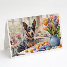 Load image into Gallery viewer, Decorating Easter Australian Cattle Dog Greeting Cards - Blank Note Cards – 8-Pack of Artist-Designed Cards with Envelopes