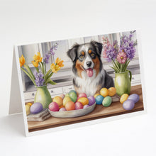 Load image into Gallery viewer, Decorating Easter Australian Shepherd Greeting Cards - Blank Note Cards – 8-Pack of Artist-Designed Cards with Envelopes