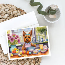 Load image into Gallery viewer, Decorating Easter Australian Terrier Greeting Cards - Blank Note Cards – 8-Pack of Artist-Designed Cards with Envelopes