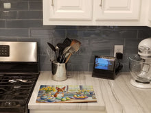 Load image into Gallery viewer, Decorating Easter Basenji Glass Cutting Boards – Durable, Decorative Kitchen Art