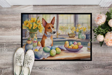 Load image into Gallery viewer, Decorating Easter Basenji Doormat