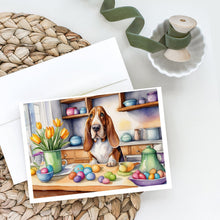 Load image into Gallery viewer, Decorating Easter Basset Hound Greeting Cards - Blank Note Cards – 8-Pack of Artist-Designed Cards with Envelopes