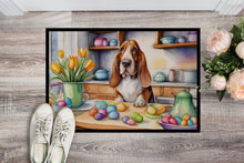 Load image into Gallery viewer, Decorating Easter Basset Hound Doormat-24x36 Indoor / Outdoor Rug | Made in USA