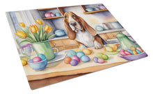 Load image into Gallery viewer, Decorating Easter Basset Hound Glass Cutting Boards – Durable, Decorative Kitchen Art