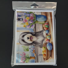 Load image into Gallery viewer, Decorating Easter Bearded Collie Greeting Cards - Blank Note Cards – 8-Pack of Artist-Designed Cards with Envelopes