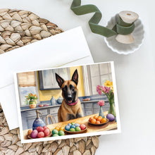 Load image into Gallery viewer, Decorating Easter Belgian Malinois Greeting Cards - Blank Note Cards – 8-Pack of Artist-Designed Cards with Envelopes