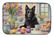 Load image into Gallery viewer, Decorating Easter Belgian Sheepdog Dish Drying Mat