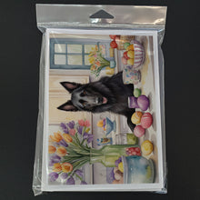 Load image into Gallery viewer, Decorating Easter Belgian Sheepdog Greeting Cards - Blank Note Cards – 8-Pack of Artist-Designed Cards with Envelopes