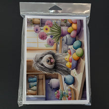 Load image into Gallery viewer, Decorating Easter Bergamasco Sheepdog Greeting Cards - Blank Note Cards – 8-Pack of Artist-Designed Cards with Envelopes