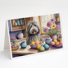 Load image into Gallery viewer, Decorating Easter Bergamasco Sheepdog Greeting Cards - Blank Note Cards – 8-Pack of Artist-Designed Cards with Envelopes