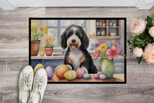Load image into Gallery viewer, Decorating Easter Bernedoodle Doormat-24x36 Indoor / Outdoor Rug | Made in USA