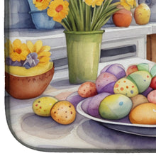 Load image into Gallery viewer, Decorating Easter Black and Tan Coonhound Dish Drying Mat