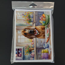 Load image into Gallery viewer, Decorating Easter Bloodhound Greeting Cards - Blank Note Cards – 8-Pack of Artist-Designed Cards with Envelopes