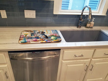 Load image into Gallery viewer, Decorating Easter Bluetick Coonhound Dish Drying Mat