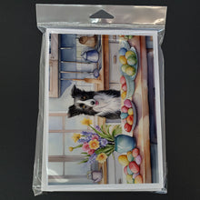 Load image into Gallery viewer, Decorating Easter Border Collie Greeting Cards - Blank Note Cards – 8-Pack of Artist-Designed Cards with Envelopes