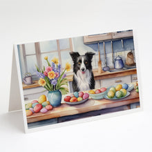 Load image into Gallery viewer, Decorating Easter Border Collie Greeting Cards - Blank Note Cards – 8-Pack of Artist-Designed Cards with Envelopes