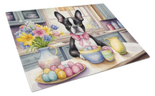 Load image into Gallery viewer, Decorating Easter Boston Terrier Glass Cutting Boards – Durable, Decorative Kitchen Art