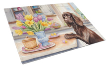 Load image into Gallery viewer, Decorating Easter Boykin Spaniel Glass Cutting Boards – Durable, Decorative Kitchen Art