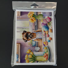 Load image into Gallery viewer, Decorating Easter Brussels Griffon Greeting Cards - Blank Note Cards – 8-Pack of Artist-Designed Cards with Envelopes