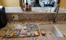 Load image into Gallery viewer, Decorating Easter Bull Terrier Dish Drying Mat