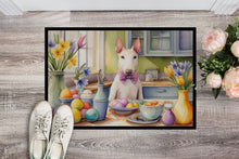 Load image into Gallery viewer, Decorating Easter Bull Terrier Doormat-24x36 Indoor / Outdoor Rug | Made in USA