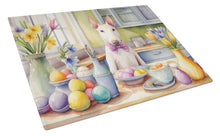 Load image into Gallery viewer, Decorating Easter Bull Terrier Glass Cutting Boards – Durable, Decorative Kitchen Art