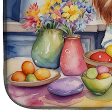 Load image into Gallery viewer, Decorating Easter Cavalier Spaniel Dish Drying Mat