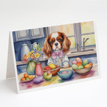 Load image into Gallery viewer, Decorating Easter Cavalier Spaniel Greeting Cards - Blank Note Cards – 8-Pack of Artist-Designed Cards with Envelopes