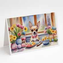 Load image into Gallery viewer, Decorating Easter Chihuahua Greeting Cards - Blank Note Cards – 8-Pack of Artist-Designed Cards with Envelopes