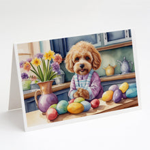 Load image into Gallery viewer, Decorating Easter Cockapoo Greeting Cards - Blank Note Cards – 8-Pack of Artist-Designed Cards with Envelopes