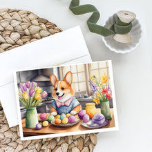 Load image into Gallery viewer, Decorating Easter Corgi Greeting Cards - Blank Note Cards – 8-Pack of Artist-Designed Cards with Envelopes